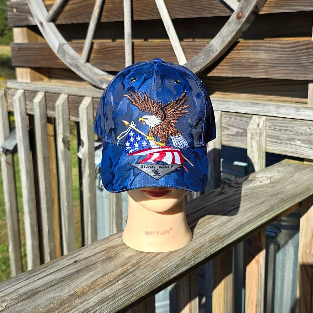 Navy Blue Camo USA Eagle Ball Cap NEW No Tags